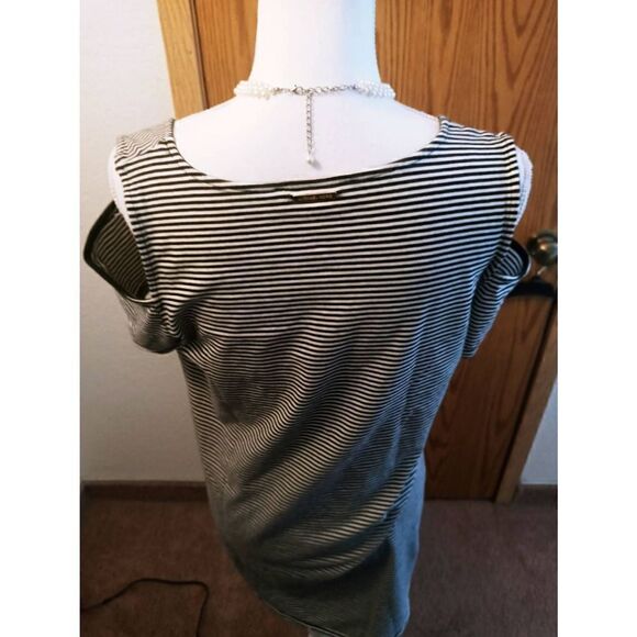 MICHAEL by Michael Kors open Shoulder Style Small Stripe Blouse-Large - Picture 3 of 6